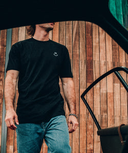 Happy ST Stitched Front Heavyweight Tee - Black