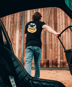 Happy ST Stitched Front Heavyweight Tee - Black