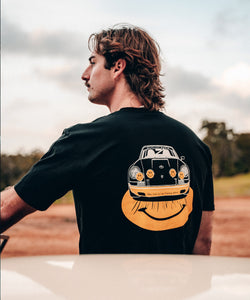 Happy ST Stitched Front Heavyweight Tee - Black