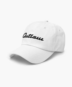 Outlaw Script Baseball Hat - White