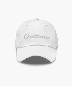 Outlaw Script Baseball Hat - White