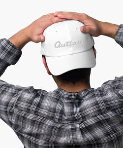 Outlaw Script Baseball Hat - White