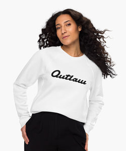 Outlaw Script White Embroidered Sweatshirt