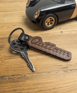 Chocolate Brown Outlaw Script Keyring