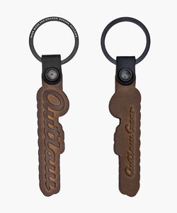 Chocolate Brown Outlaw Script Keyring