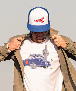 356 Porsche Desert Outlaw White & Blue Organic Cotton T-Shirt