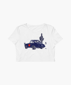 356 Desert Outlaw White & Blue Crop Top