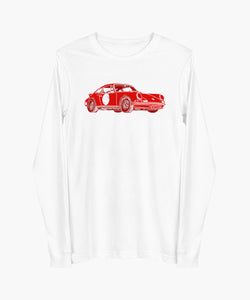 Longsleeve Premium Cotton White Shirt With Red 911 Porsche On Front & Back