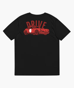 Premium Organic Cotton Black T-Shirt With Red 911 Porsche On Front & Back