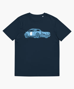 French Navy Premium Organic Cotton T-Shirt With Light Blue 911 Illustration On Back