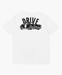 911 Drive White Premium T-Shirt With Black Porsche Illustration