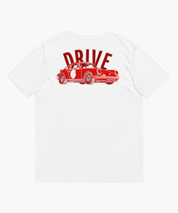 Premium Organic Cotton White Tee With Red 911 Porsche On Front & Back