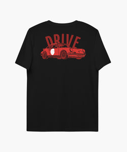 Unisex Premium Cotton Black Tee With Red 911 Porsche On Front & Back