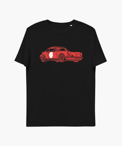 Unisex Premium Cotton Black T-Shirt With Red 911 Porsche On Front & Back