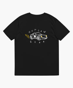 911 Outlaw Flame Back Black T-Shirt