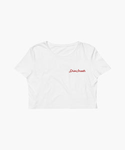 Drive Smooth Embroidered Front White Crop Top