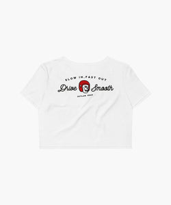 Drive Smooth Embroidered Front Crop Top, Slow In Fast Out