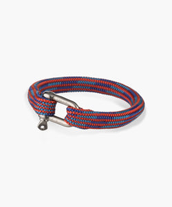 Martini Vintage Racing Stripes Inspired Rope Bracelet With Silver Outlaw Steel D Shackle 