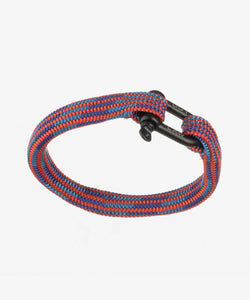 Martini Racing Stripes Inspired Rope Bracelet With Black Outlaw Steel D Shackle