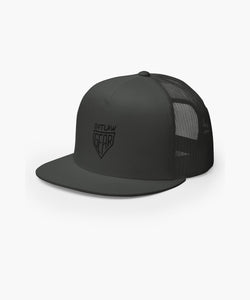 Premium Charcoal Grey Trucker Cap With OG Logo Embroidery On Front Snap Back