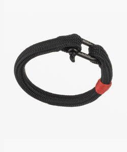 Racing Steering Wheels Inspired Red Marker On Black Rope Bracelet With Steel D Shackle